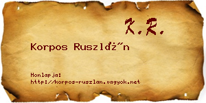 Korpos Ruszlán névjegykártya